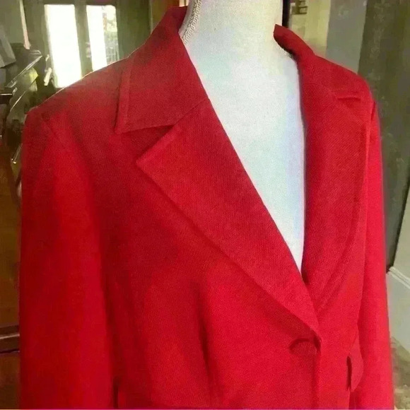 Coldwater Creek Women’s Single Breasted Blazer Size 16 Red Textured Classic Work - Picture 8 of 11